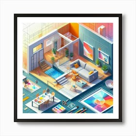 Isometric Interior Design Art Print