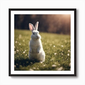 White Rabbit In The Grass Art Print