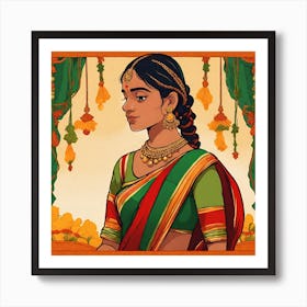 Indian Woman In Sari 4 Art Print