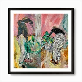 Two Women Working In The Garden Art Print