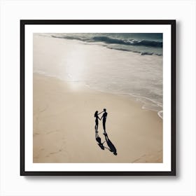 Couple Holding Hands On The Beach 1 Art Print