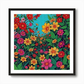 Madhubani flowers Art Print