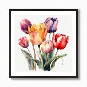 Watercolor Tulips 3 Art Print