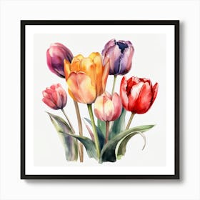 Watercolor Tulips 3 Poster