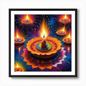 Diwali Lights Paintings Art Print Art Print