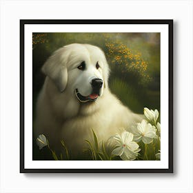 Dog In The Garden Art Print