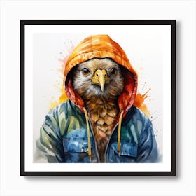 Watercolour Cartoon Partridge In A Hoodie 3 Art Print