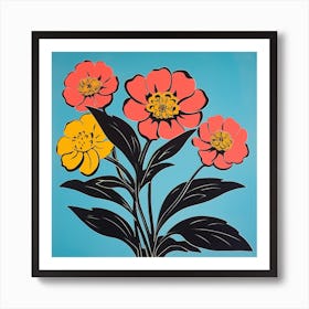 Zinnia 4 Pop Art Illustration Square Art Print