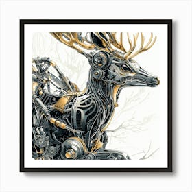 Deer With Gears Art Print