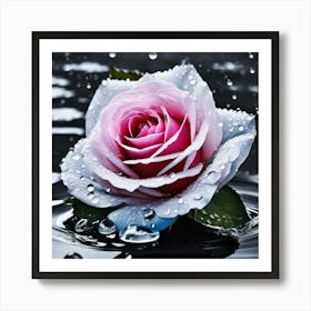 Pink Rose In Water Art Print