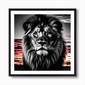 Lion At Sunset 14 Art Print