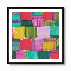 Squares abstract art acrylic painting palette knife hotel office living room modern contemporary Art Print