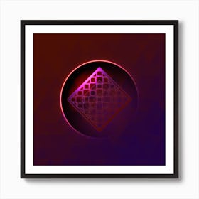 Geometric Neon Glyph on Jewel Tone Triangle Pattern 139 Art Print