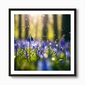 The Bluebell Wood in Springtime Sunshine Art Print