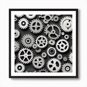 Gears On A Black Background 13 Art Print