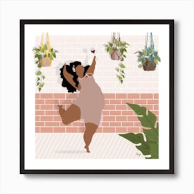 Drink Wine And Dance Square Art Print