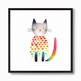 Rainbow Cat Cute Pencil Colours Art Print