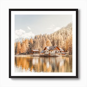 Autumn Lodge Square Art Print