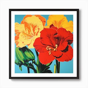 Amaryllis 3 Pop Art Illustration Square Art Print