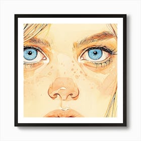 Girl With Blue Eyes Art Print