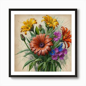 Flowers In A Vase 5 Art Print