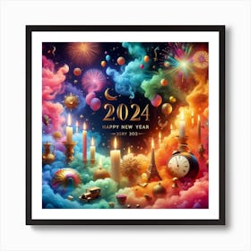 Happy New Year 2024 8 Art Print