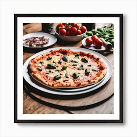 Pizza On A Wooden Table Art Print