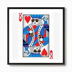 The Cool King Of Hearts Funny Poker Night Art Print