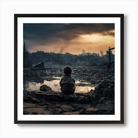 Palestine War Saw with child Art Print