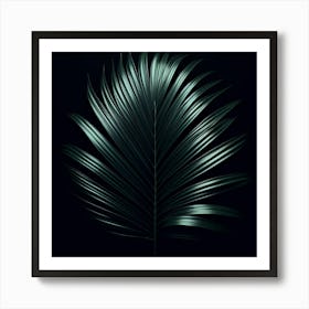 Palm Leaf On Black Background 1 Art Print