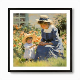 Mother And Child In The Garden 4 Art Print