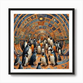 Penguins In An Igloo Art Print