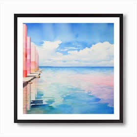 Oceanic Odes: Vaporwave Coastal Reverie 1 Art Print