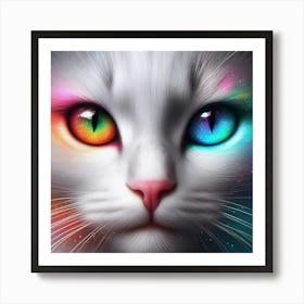 Cat With Colorful Eyes2 Art Print