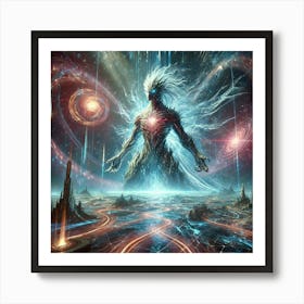 A Majestic And Dramatic Sci Fi Scene Depicting A Kaiju Symbol Of Power Art Print