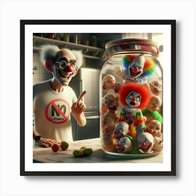 Creepy Clown Heads 6 Art Print