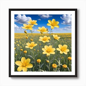 Field Of Yellow Flowers 15 Art Print