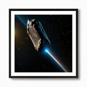 Yellow blue alien artifical asteroid floating in space 2 Art Print