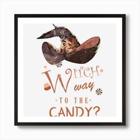 Witch Way To The Candy Funny Cute Halloween Vintage Art Print