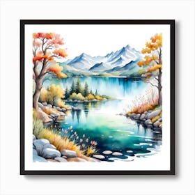 Watercolor Landscape Painting 1 Art Print