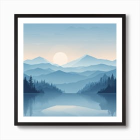 Misty mountains background in blue tone 77 Art Print