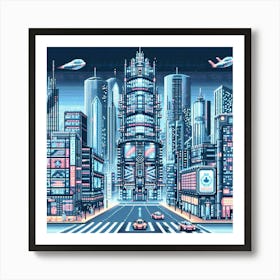 8-bit cybernetic city 2 Art Print