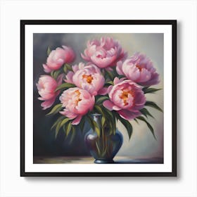 Pink Peonies In A Vase Art Print