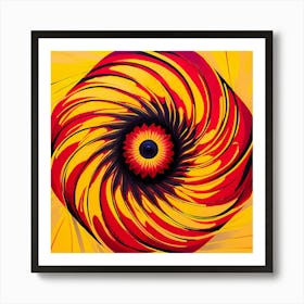 Abstract Flower Yellow And Red Art Print