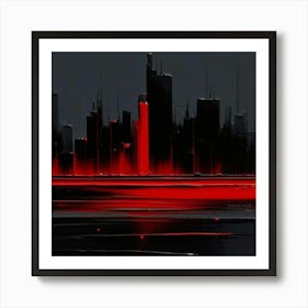 Red City Skyline Art Print