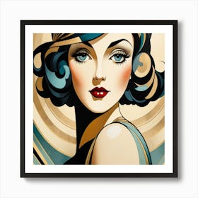 Art Deco Woman Portrait3 Art Print