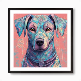 Cinematic Highly Detailed Head And Shoulders Portrait Of A Beautiful Emo Rivethead Goth Dog With Emo Art Print