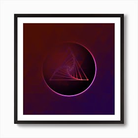 Geometric Neon Glyph on Jewel Tone Triangle Pattern 360 Art Print