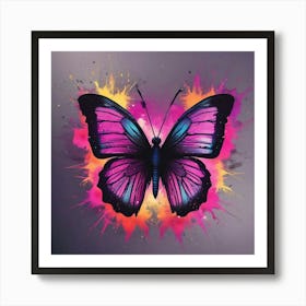 Butterfly With Paint Splashes 17 Art Print