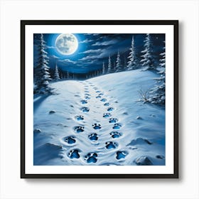 Paw Prints In The Snow 2 Art Print